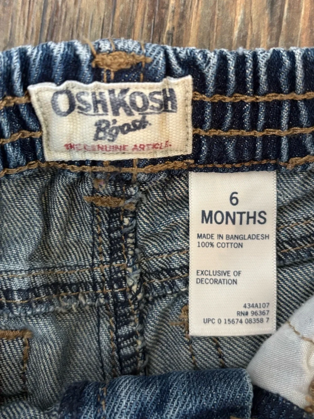 OshKosh B’gosh Blue Denim Jeans 6 Months Pink Ribbon Waist Embroidered Butterfly